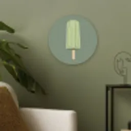 Groen - Waterijsje - Stokje - Illustratie Akoestische PET Vilt - Rond klein -sfeer2