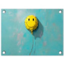Ballon - Geel - Smiley tuinposter los doek klein -3d