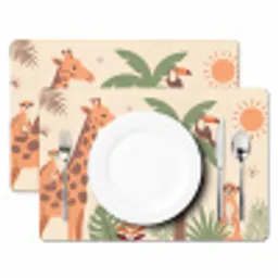 Dieren - Tropisch - Safari - Kleurrijk Placemat vinyl groot -zzsfeer2_Kitchenyeah-website