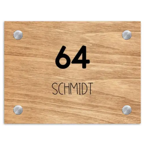 Licht hout - Modern Naambord Rechthoek middel -3d