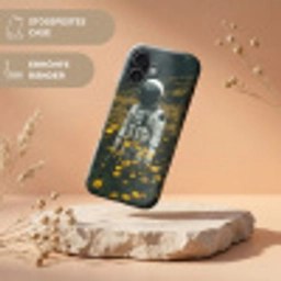Astronaut - Bloemen - Veld - Geel Toughcase MagSafe Apple iPhone 17 klein -USP_RandenV_DE
