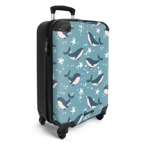 Walvissen met zeesterren patroon blauw NBS - Handbagage koffer - Kinderen Unisex middel -productfoto_3d
