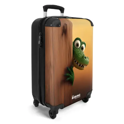 Krokodil met grote ogen achter houten muur NBS - Handbagage koffer - Kinderen Unisex middel -productfoto_3d