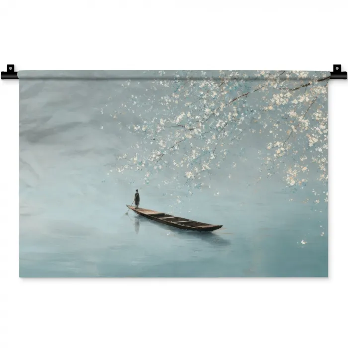 Bloesems - Minimalistisch - Wateroppervlak - Boot Wandkleed katoen klein -zz3d