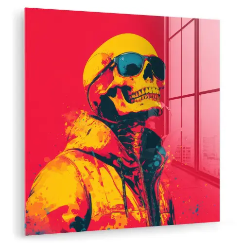 Zonnebril - Schedel - Jas - Rood plexiglas 5mm klein -zzzproduct_nieuw