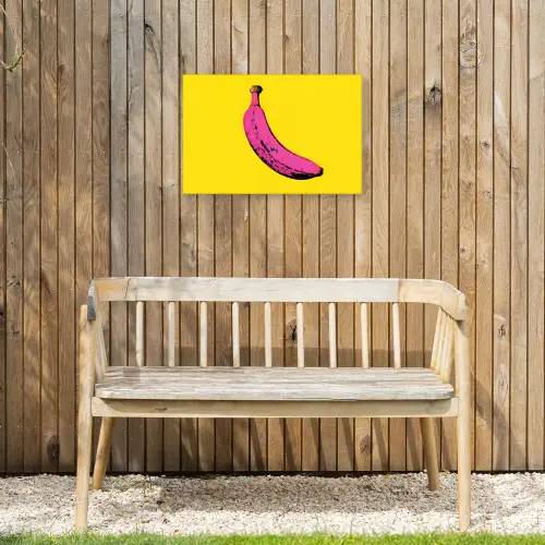 Banaan - Grafisch - Geel Tuinposter op houten frame 2 cm dik klein -sfeer4