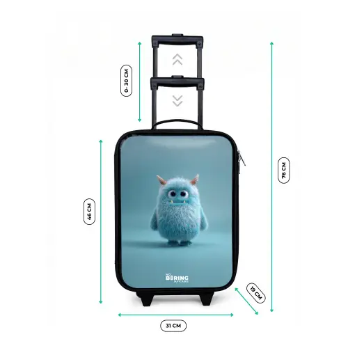 Blauw pluizig monster met hoorns Kinderkoffer - Zwart klein -productfoto_formaten