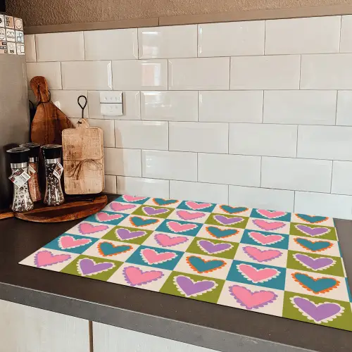 Retro - Kleuren - Patroon - Hartjes Inductie beschermer vinyl 3mm klein 276 -sfeer3