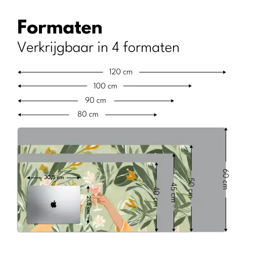 Glazen - Proosten - Bladeren - Groen Muismat XXL klein -sfeer5