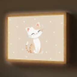 Kat - Kitten - Beige - Stippen Light Box met batterij (Wandlamp) middel -z3d_website