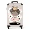 Prinses op gekleurde achtergrond met roze en zwarte hartjes Koffer - NBS - Handbagage middel -productfoto_recht