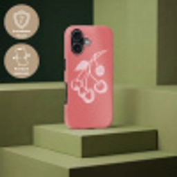 Lijnillustratie - Kersen - Tak - Wit Toughcase MagSafe Apple iPhone 17 klein -USP_PrintM_DE