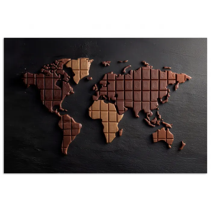 Wereldkaart - chocola - Smakelijke uitstraling poster papier klein -3d