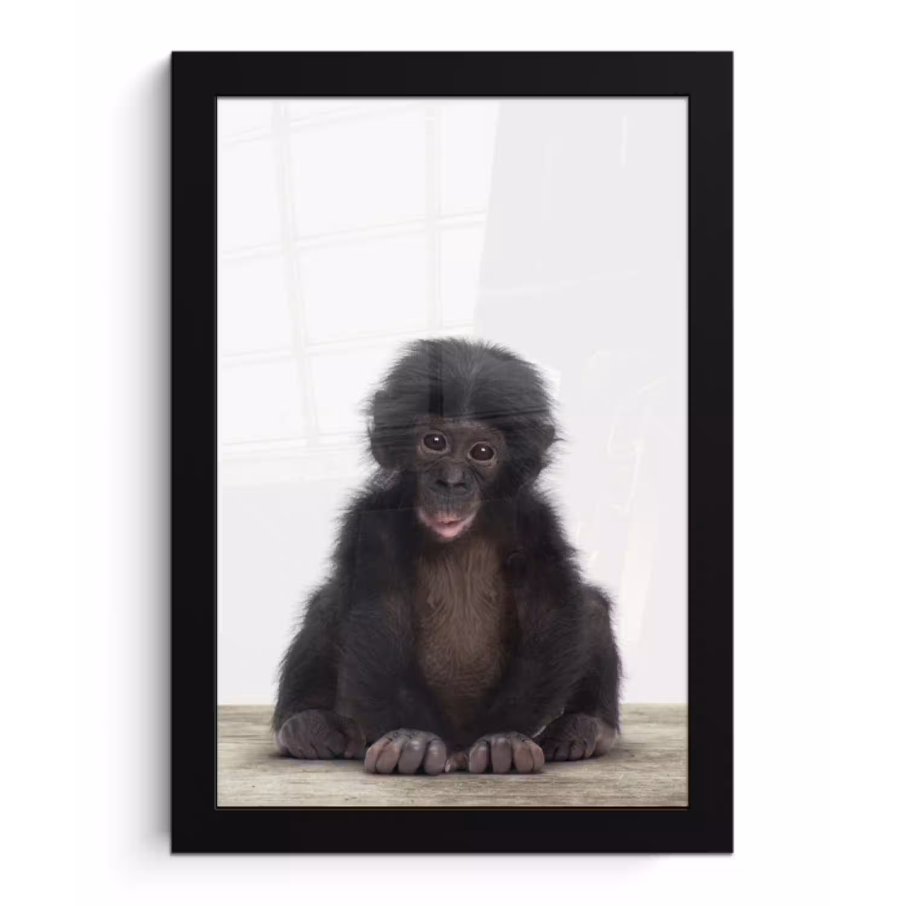 Kind - Aap - Chimpansee - Baby dieren - Jongens - Meiden fotolijst zwart zonder passe partout klein -3d