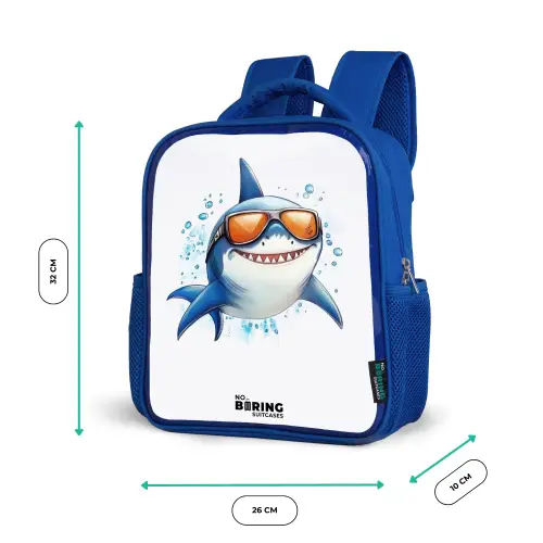 Coole haai met zonnebril in het water Kinderrugzak - Blauw middel -productfoto_formaten