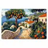 Huizen - Mozaïek - Sinaasappelbomen - Zee Placemat vinyl groot -zzsfeer1_Kitchenyeah-website