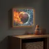 Basketbal - Vuur - Sport - Blauw - Oranje Light Box met batterij (Wandlamp kind) middel -sfeer5_kind