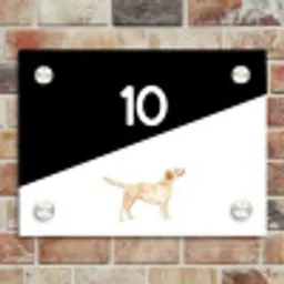 Zwart wit - Huisdier - Labrador Naambord Rechthoek middel -sfeer3
