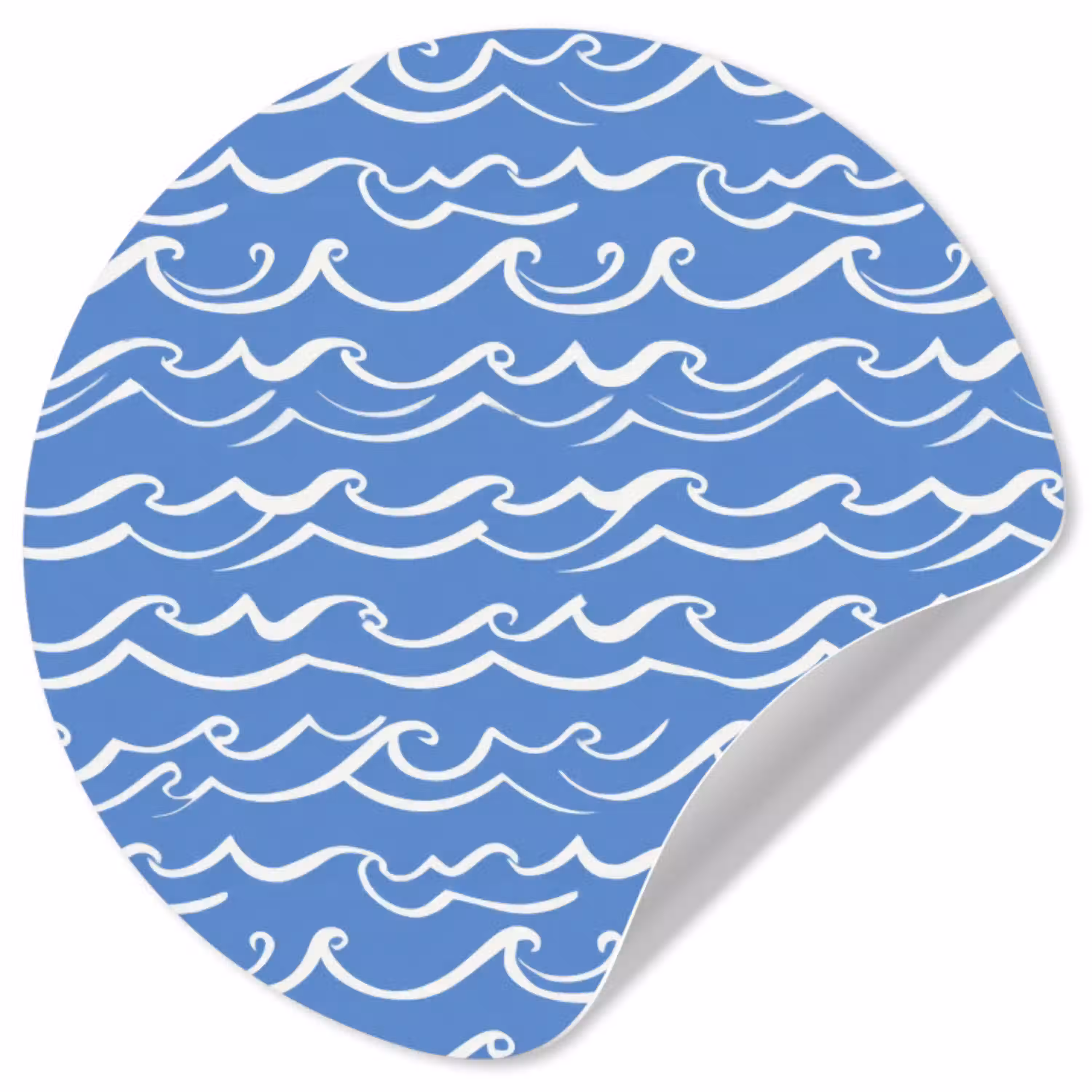 Blauw - Wit - Simpel - Getekend - Golven Wandcirkel behangsticker klein 186 -3d