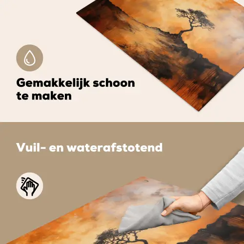 Boom - Landschap - Oranje Inductie beschemer met haakjes klein -ky-schoon-nl