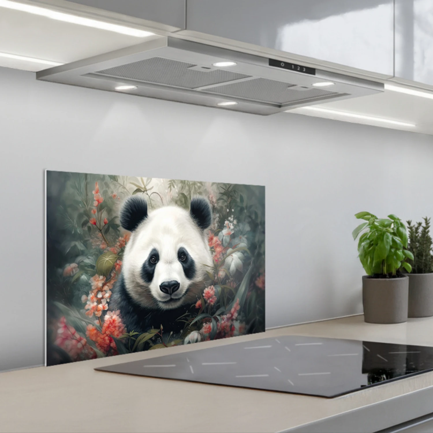 Panda - Wilde dieren - Bloemen - Natuur keuken achterwand spatscherm klein -3d_schuin