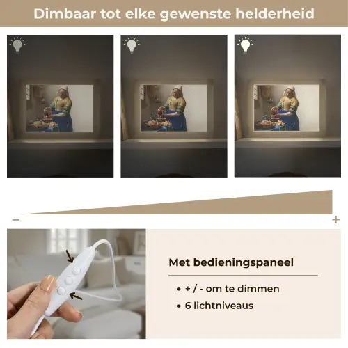 Het melkmeisje - Kunst - Oude meesters - Vermeer Light Box met kabel (Tafellamp) klein -USP_dimbaarNL