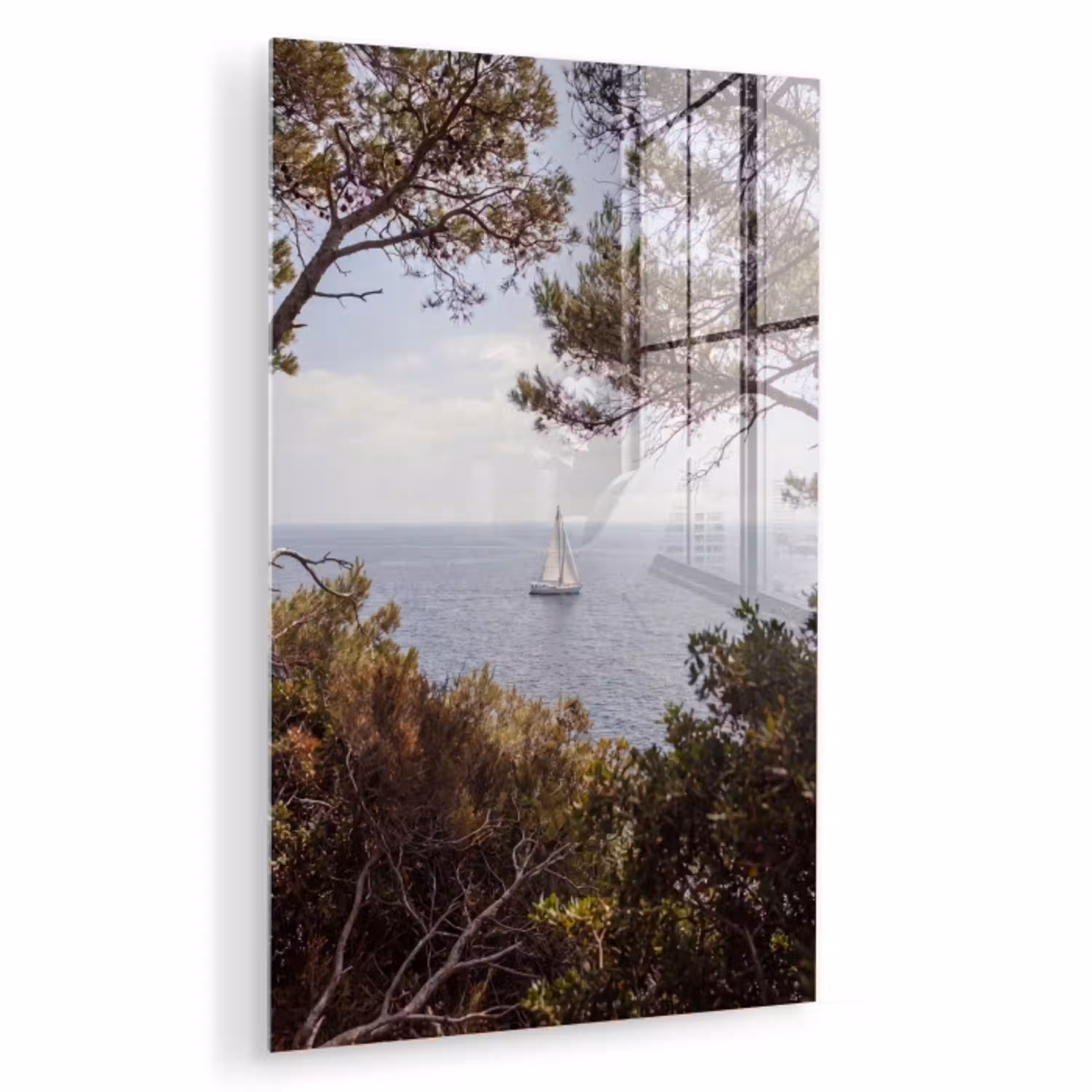 Zeilboot - bomen - water plexiglas 5mm klein -zzzproduct_nieuw