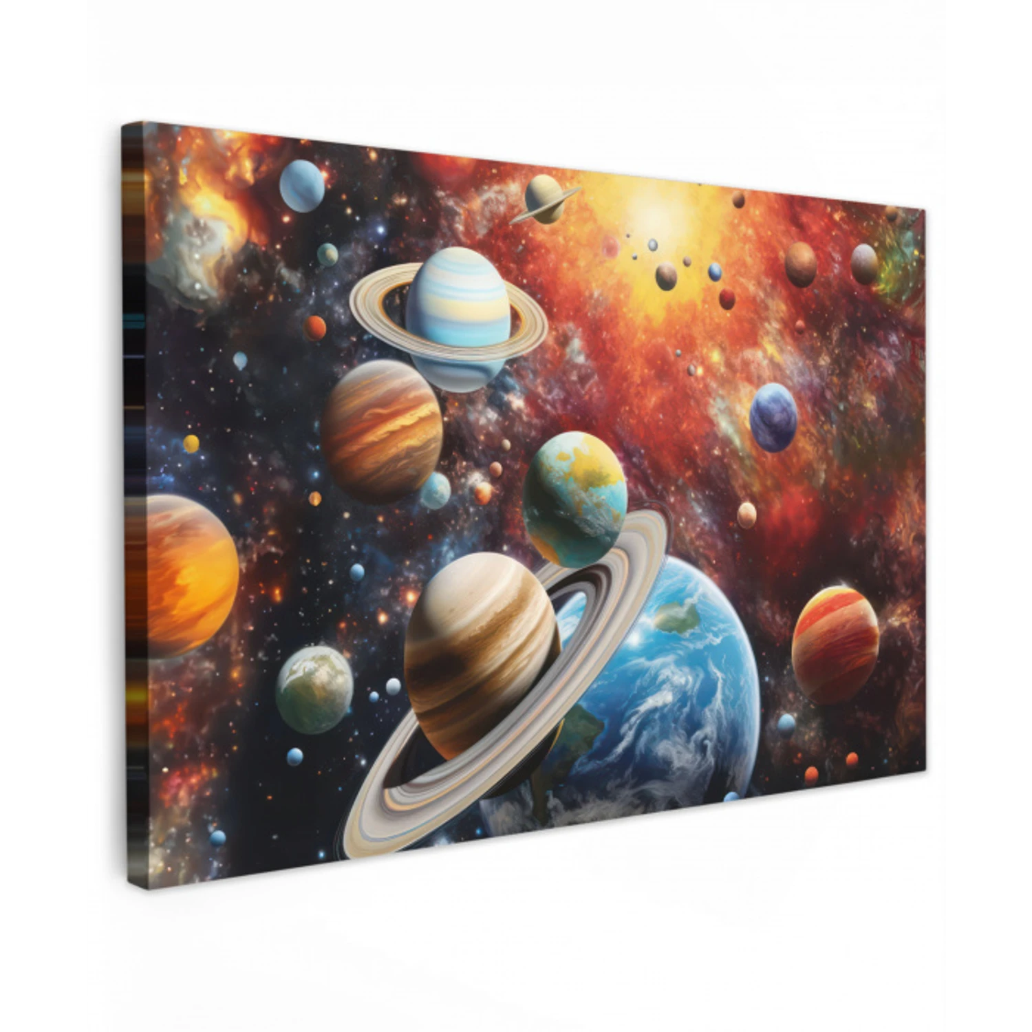 Planeten - Heelal - Neon - Ruimte canvas 2cm klein -z3d
