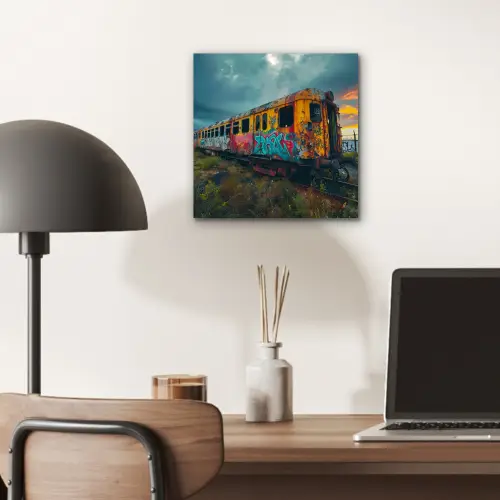 Graffiti - Trein - Street art - Verlaten aluminium wit klein -sfeer5