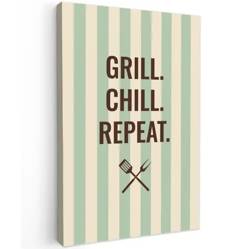 Quote - Strepen - Grill Tuinposter op houten frame 2 cm dik klein -3d