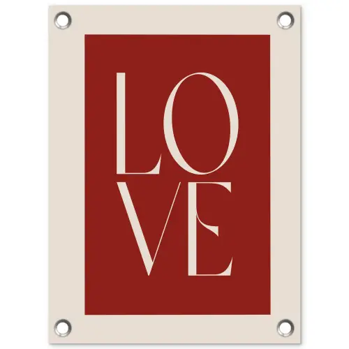 Love - Rood - Minimalistisch tuinposter los doek klein -3d