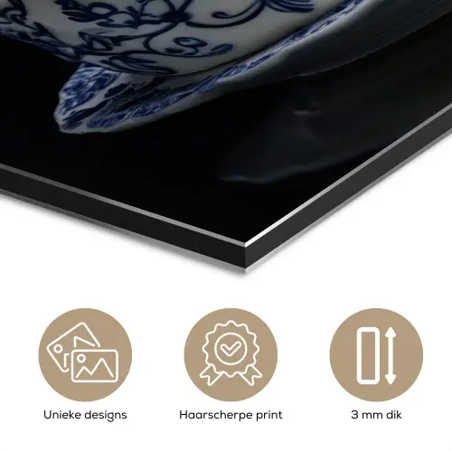 Taart - Slagroom - Kers - Bord - Delfts blauw aluminium wit klein -closeup_NL