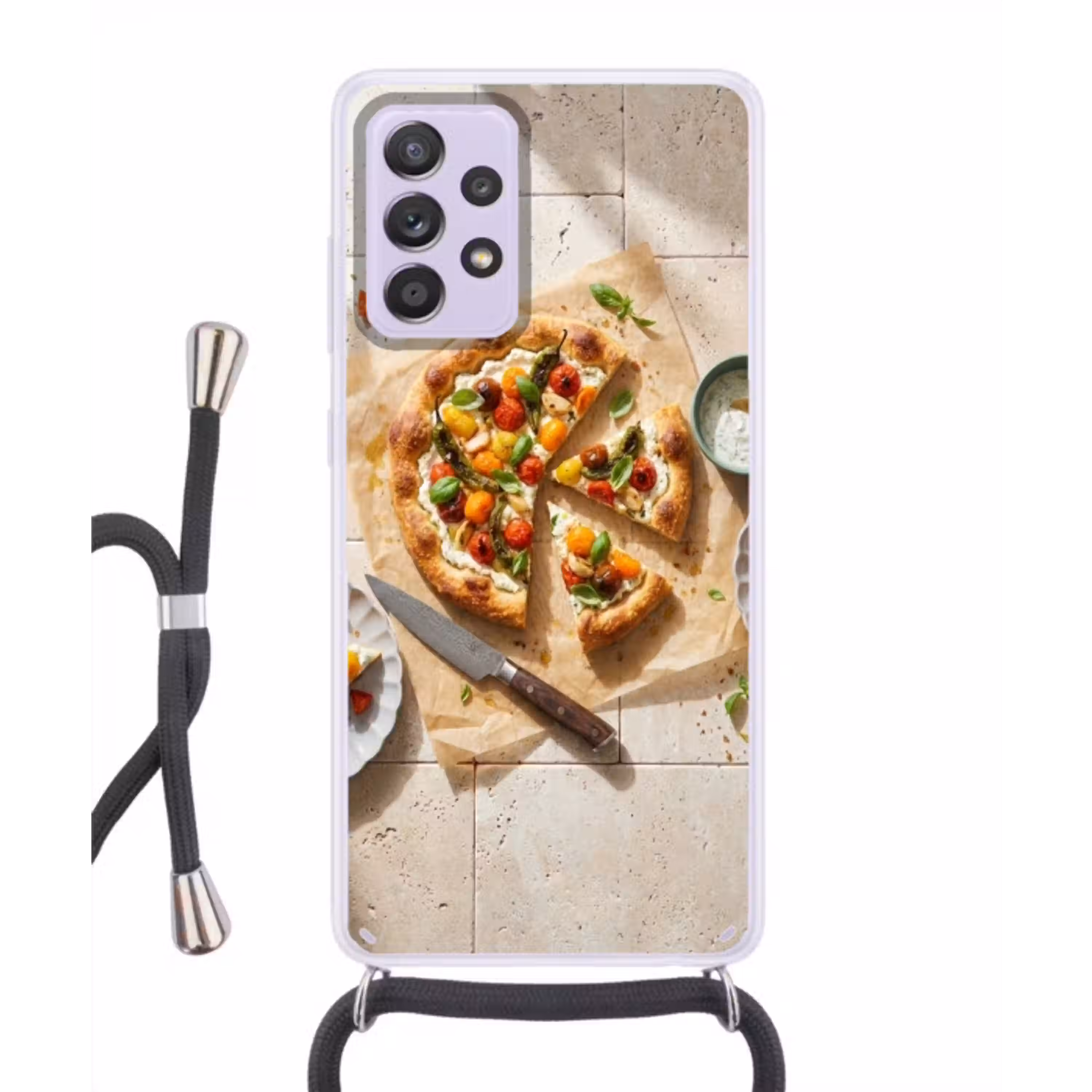 Eten - Tomaten - Basilicum - Maaltijd - Vers Hoesje Samsung Galaxy A52 5G met koord klein -3d