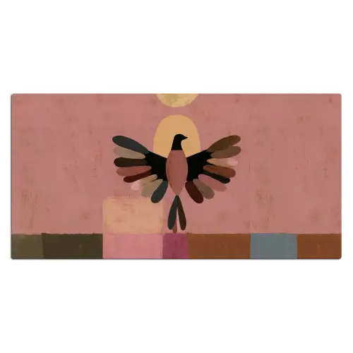 Illustratie - Vogel - Vlakken - Kleurrijk Muismat XXL klein -3d_leeg