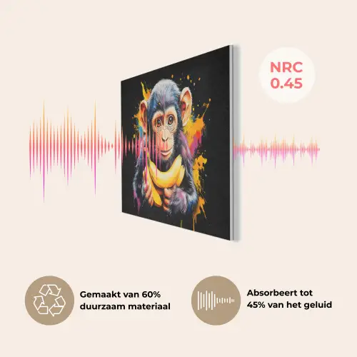 Aap - Graffiti - Kleurrijk - Bananen - Modern PET vilt klein -USP_NL