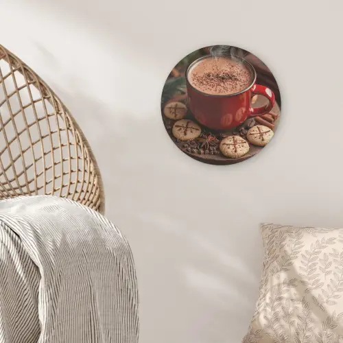 Chocolademelk - Mok - Winter - Kerst - Gezelligheid Akoestische PET Vilt - Rond klein -sfeer4