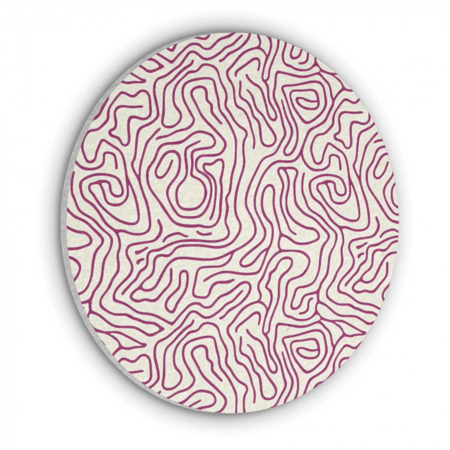 Kronkelende lijn - Magenta - Crème Akoestische PET Vilt - Rond klein 838 -3d