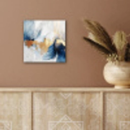 Goud - Blauw - Watercolor - Kunst - Modern aluminium wit klein -sfeer4