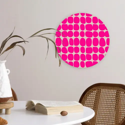 Stippen - Patroon - Roze Wandcirkel kunststof plaat 5mm dik klein 188 -sfeer4