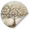 Boom - Beige - Goud - Verflook - Grijs Wandcirkel behangsticker klein -3d