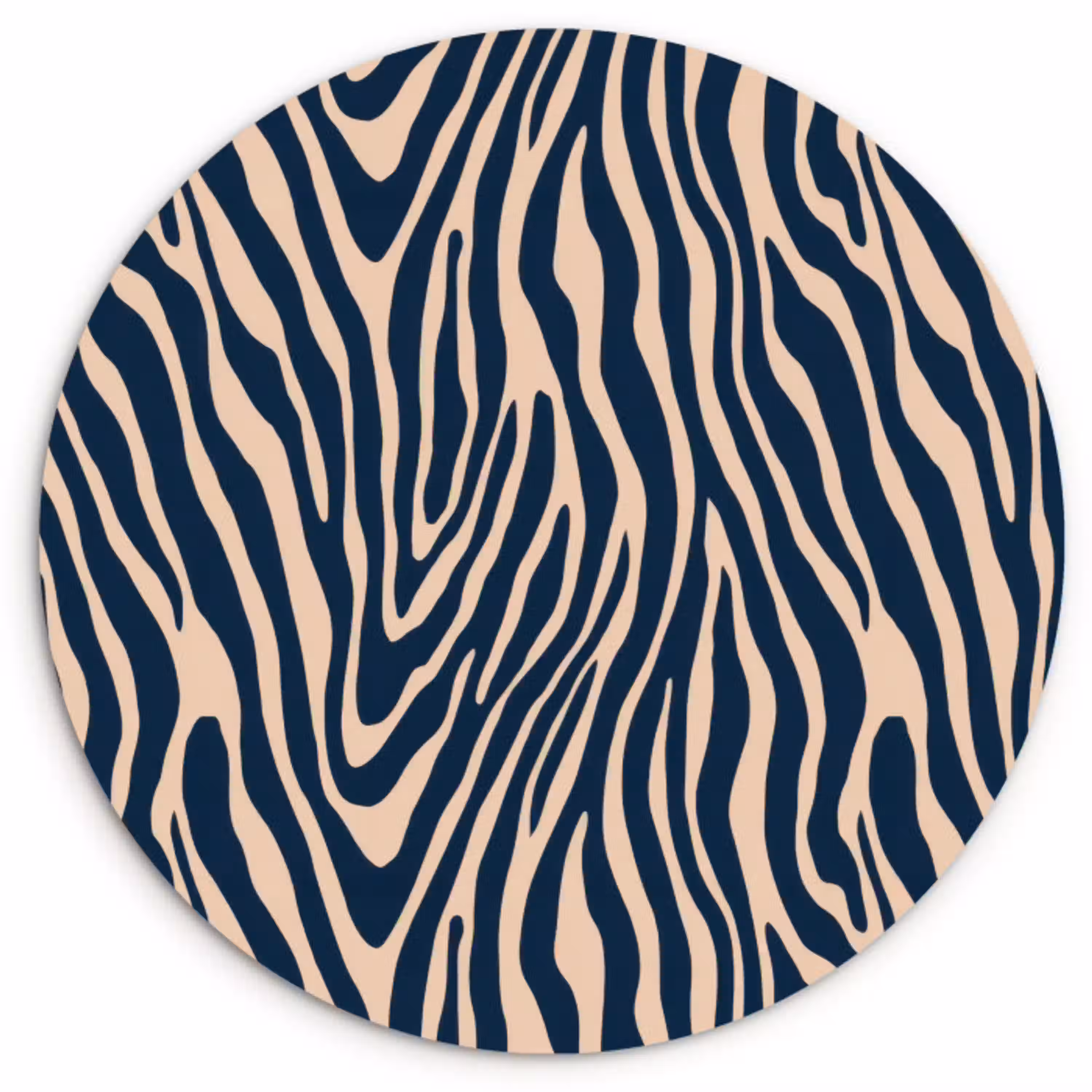 Zebra - Patroon - Blauw - Beige Wandcirkel kunststof plaat 5mm dik klein 188 -3d