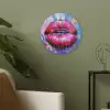 Graffiti - Lippen - Felroze - Geschilderd Akoestische PET Vilt - Rond klein -sfeer2