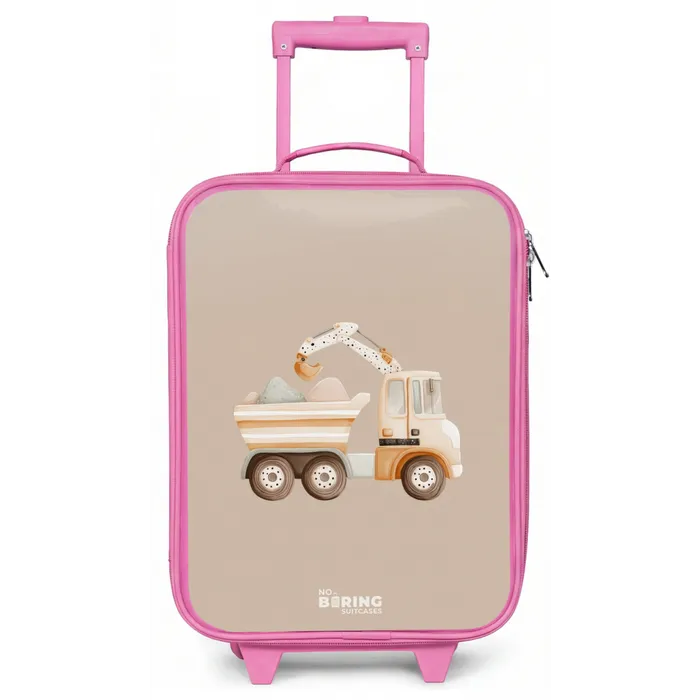 Gele kiepwagen in neutrale kleuren Kinderkoffer - Roze klein -zz3dotto