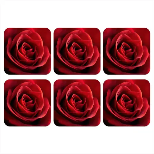 Rood - Roos - Romantisch onderzetter kurk middel -3d