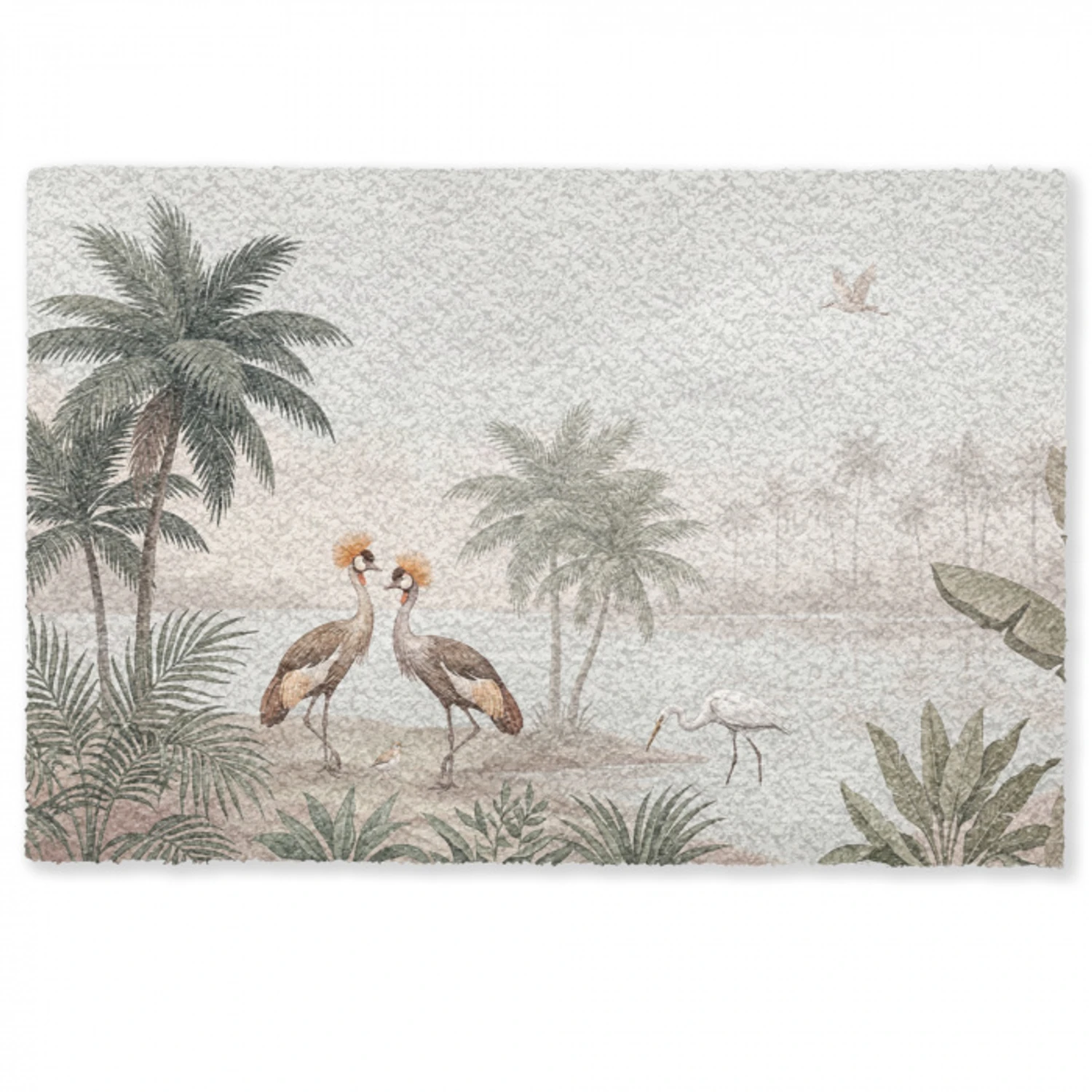 Kraanvogels - Palmbomen - Tropisch Deurmat klein -zkaufland3d