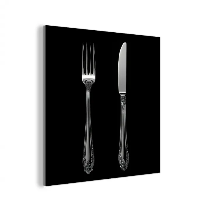 Vork - Mes - Zilver aluminium wit klein -3d