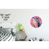 Uil - Roze - Blauw - Verf - Abstract Wandcirkel aluminium klein -kinderkamer