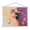Abstract - Vrouw - Bloemenkroon - Goud textielposter latten blank klein -3d