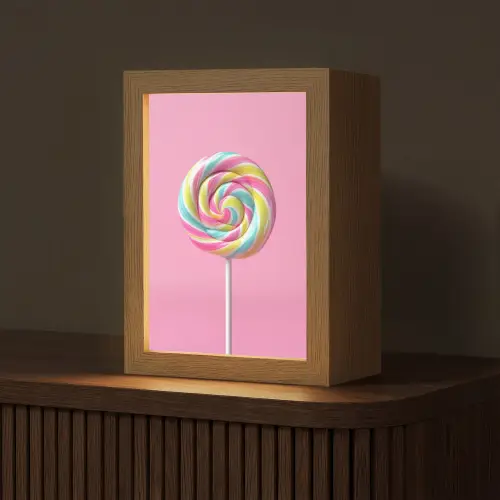 Lolly - Roze - Snoep - Zoet Light Box met kabel (Tafellamp) klein -z3d_website