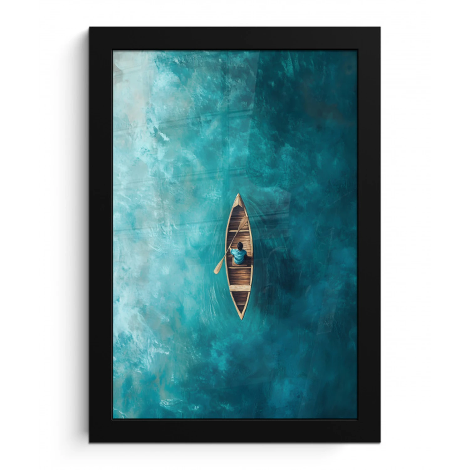 Bootje - Water - Blauw fotolijst zwart zonder passe partout klein -3d